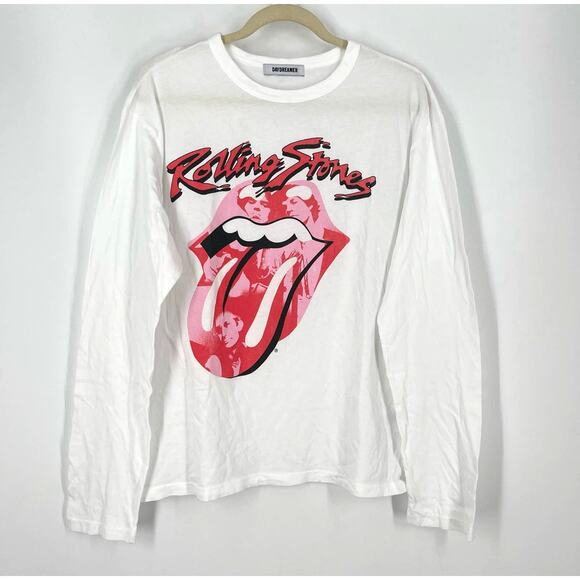 Daydreamer Rolling Stones Band Lick Crew Long Sleeve White Medium NWOT - Picture 7 of 7